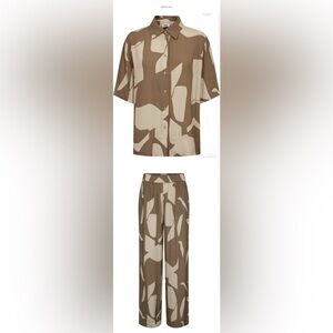 Minimum Celiana Blouse & Satti Pants Matching Set Brown Rice  Size 36 NWT